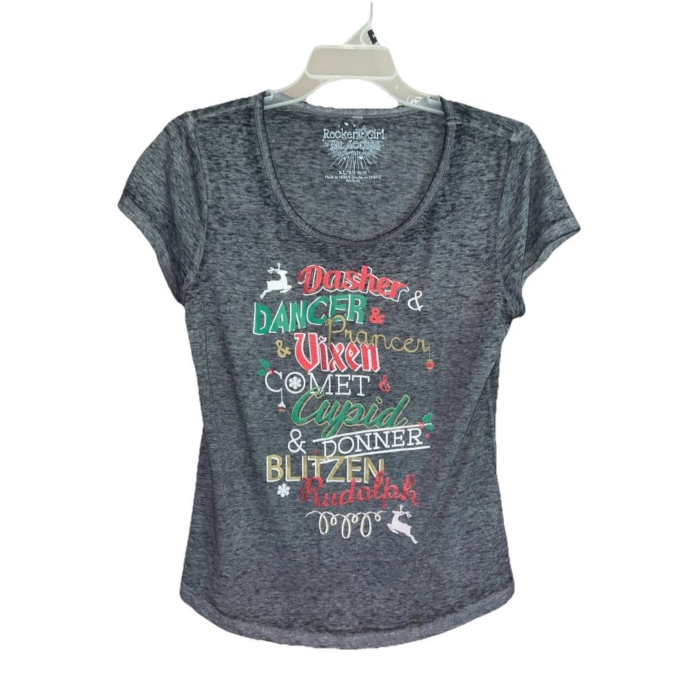 Rocker Girl All Access Entertainment Christmas Reindeer Tshirt Sz XL 15/17